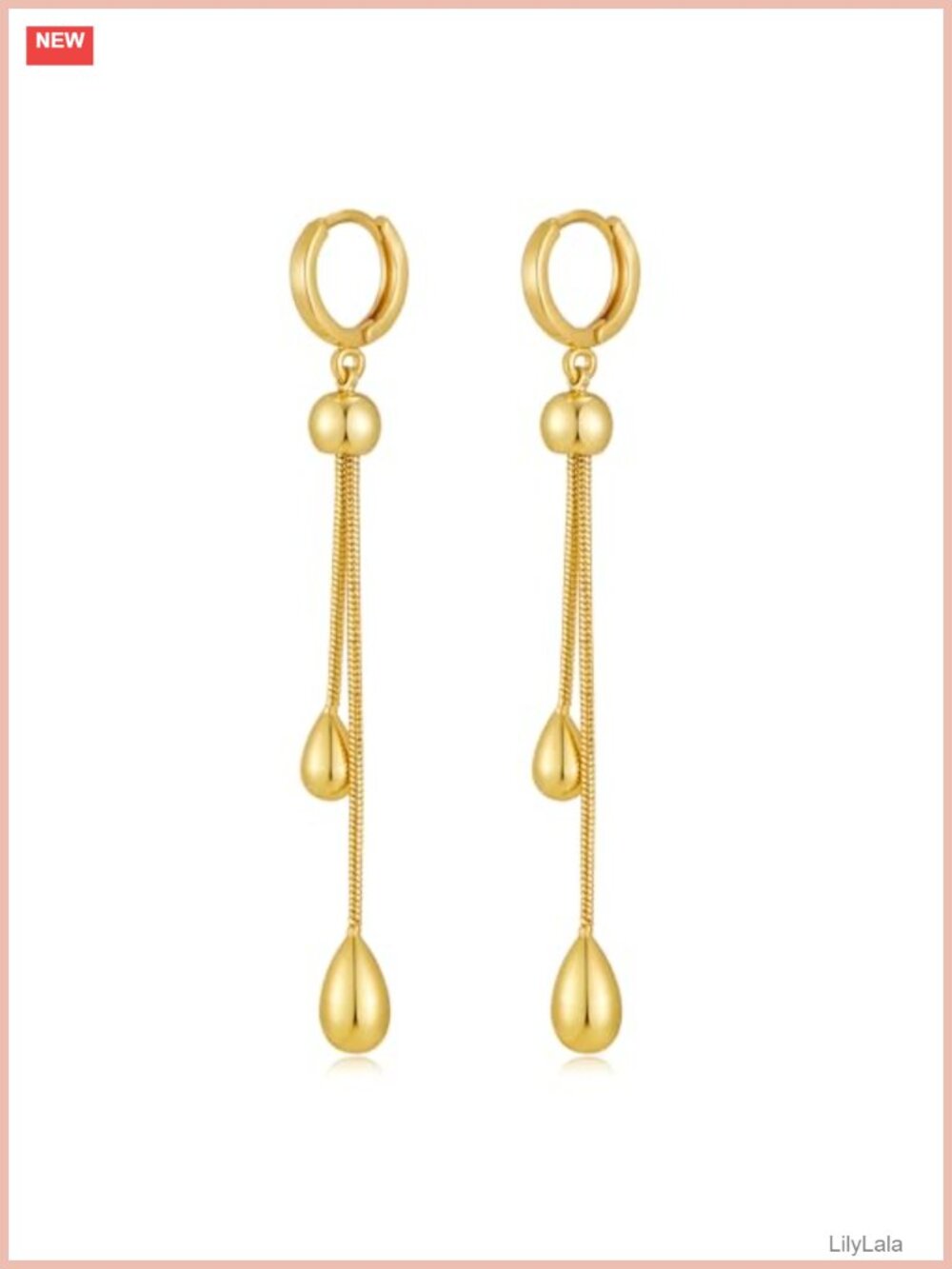 Teardrop Dangle Earrings 18K Gold Plated Huggie Hoop Drop Statement